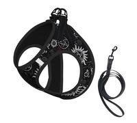 Medium Pet Leash Vest Dog Harness - Small Sized, Supernatural Symbols Black Print Adjustable for Cats and Dogs, Perfect for Outdoor Walking