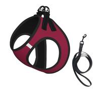 Medium Pet Leash Vest & Dog Qatar Flag Print Harness Set – Soft, Light, Breathable Mesh for Small Dogs & Cats