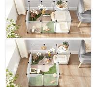 Medium Pet Playpen with Floor DIY Plastic Indoor Animal Enclosure SONGMICS White One Size