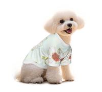 Medium Pets Dogs T-Shirt, Camellia in Bloom Print Cats Cotton Sweatshirts, for Chihuahua Yorkie Puppy Clothes Short Sleeve