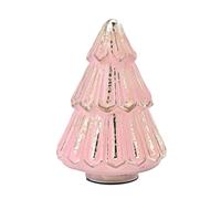 Medium Pink Crackle Effect LED Glass Christmas Tree