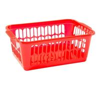 Medium Plastic Storage Baskets | Office Home and Kitchen Handy Tidy Organiser, Plastic Shallow For Storage Shelf Baskets, Bathroom, School Classroom, Pharmacies 30 x 20 x 11 cm (Red)