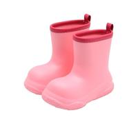 -Medium Rain Boots Plain Weatherproof Hard Sole Mid Height Kids Boots Girls, pink, 11.5 UK Child