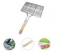 (Medium Rectangle Grill) Hampton&Stewart BBQ Mesh Grill Basket Rack Handle