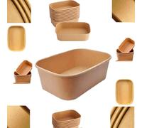 Medium Rectangular Kraft Bowls 26oz (750ml) - Disposable Eco-Friendly Takeaway Food Containers (Lids Not Included)-(50)
