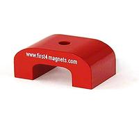 Medium Red Alnico Horseshoe Magnet for High-Temperature, Engineering, and Manufacturing Applications - 40mm x 25mm x 25mm 4.5mm hole - 9kg Pull