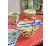 Medium RICE melamine bowl with SPORTS PRINT, 700 ml turquoise