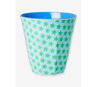 Medium RICE melamine STAR PRINT green & turquoise cup, 250 ml turquoise