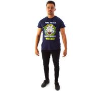 Rick and Morty Men's T-Shirt Riggity Riggity Wrecked Short Sleeve Blue Tee