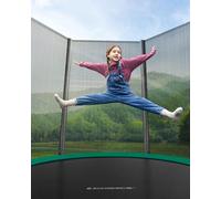 Medium Round Trampoline For Outdoor Fun, Secure Ladder, Safety Net And Padded Poles, Dark Green