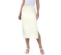Medium Sea Green Women Midi Skirt Elastic Split High Waisted Midi Skirt Midi Active Skirt Bottom, Small, Ivory, M