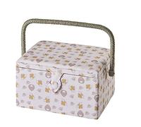 Medium Sewing Box in a Honey Bee Fabric | 26 x 18 x 15cm, Storage and Organiser Basket with Compartments for Sewing Supplies, Accessories, Thread, Needles and Scissors