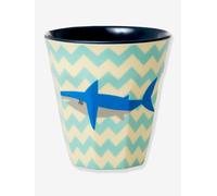 Medium SHARK PRINT RICE melamine cup, 250 ml sky blue