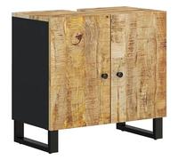 Medium Sink Cabinet, Rustic Solid Mango Wood Look, Generous Space for Essentials, Easy Assembly, Wall Attachment for Safety, Brown Rectangular, Holds Up to 2 Compartments, Indoor, (Light