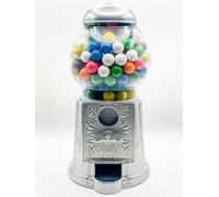 Medium Size 11 Metal and Glass Candy Gumball Machine, Silver Color
