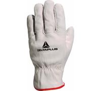 (Medium - Size 8) Delta Plus Venitex FBN49 Grey Full Grain Leather Safety Work Gloves