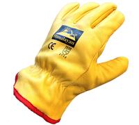Himalayan Men's H310 Fleece Lined Leather Winter Thermal Cold Work Drivers PPE Gloves, Yellow, M (1 Pair)