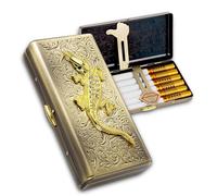 medium size Cigarette Box, Metal Cigarette Box, Men's Cigarette case, Women's Cigarette case, Cigarette can with Watch (Bronze 3D)