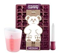 Medium Size Gummy Bear Mold with Bonus Pinch & Pour Cup + Dropper - by The Modern Gummy; Gelatin Gummy Recipe on Package & Full Recipe PDF via EMAIL, Professional Grade Pure LFGB Silicone