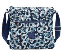 Medium Size Lightweight Fabric Multi Zip Compartment's Womens Messenger Crossbody Shoulder Bag - Ava (Blue Daisy)