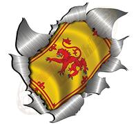 Medium size Rampant Lion Flag Metal Rip Open Sticker
