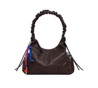Medium-sized handbag in solid-color leather-effect fabric, logo...