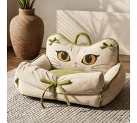 Medium Small Dog Sofa Bed, Pet Cat Blanket Sleep Pad (White,58x45x32cm) | 3-In-1 Puppy Bed Couch with Blanket, Warm Kitten Nest Mattress with Pillow for Small Medium Pets, Washable Removable Cover