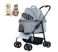 Medium Small Dog Stroller - 3-in-1 Foldable 4-Wheel Cat Stroller - Load Within 15kg - Detachable Carrier - Convenient Pet Stroller