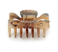 Medium Snake Print Shiny Acrylic Hair Claw/Clamp (Brown/Beige) - 6cm Long