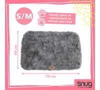 Snug Super Fluffy Dog Bed Cover Only - Super Soft and Comfortable for Cat Dog - Spare Pet Bed Cover - Matching Pet Bed Available - Machine Washable - Small/Medium - 75 x 50 x 11cm, Grey