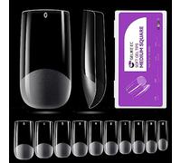 Medium Square Nail Tips for Manicure: Gelike EC Soft False Gel Nails Tip Easy and Strong - 240pcs 10 Sizes for Salon DIY Practice Art Design at Home