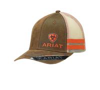 Ariat Men's Oil Corner Side Stripe Mesh Baseball Cap, Brown, One Size