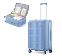 Medium Suitcase 24 Inch Expandable Suitcase Front Opening Hard Shell Suitcase with 4 Dual Spinner Wheels and TSA Lock, Lightweight Suitcase for Holiday 12-15 Days, 81L Travel Suitcase (Blueberry Blue)