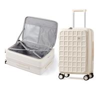 Medium Suitcase 24 Inch Expandable Suitcase Front Opening Hard Shell Suitcase with TSA Lock and 4 Dual Spinner Wheels, Lightweight Suitcase for Holiday 12-15 Days, 81L Travel Suitcase (Coconut White)