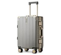Medium Suitcase 4 Wheels Zipperless Carry on Hard Shell Luggage with Aluminium Frame 360° Spinner Wheels,Grey,22in