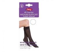 Medium Support Knee Highs Travel Flight Socks by Silky - Energising Work and Travel Socks, 40 Denier, Graduated Compression, Comfort Top (UK, Alpha, One Size, Regular, Regular, Black)
