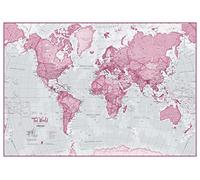 Medium The World Is Art - Wall Map Pink (Laminated)