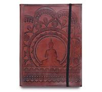 Medium Tibetan Mandala Leather Notebook Cover With Strap