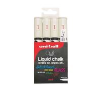 Uni-Ball F804500 522598 uni Chalk Marker, Broad Bullet Tip - White, Pack of 4