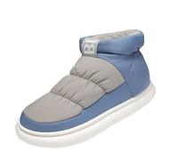 Medium Top Couple Feather Cloth Bread Shoes Parent Child Model Outer Wear Winter Padded Cotton Shoes Four Colours Warm Patchwork Colorful Boots Mens Walking Boots Size 9 (Blue, 6.5)