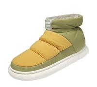 Medium Top Couple Feather Cloth Bread Shoes Parent Child Model Outer Wear Winter Padded Cotton Shoes Four Colours Warm Patchwork Colorful Boots Mens Walking Boots Size 9 (Yellow, 7.5)