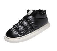 Medium Top Couple Feather Cloth Bread Shoes Parent Child Model Outer Wear Winter Padded Cotton Shoes Four Colours Warm Patchwork Colorful Boots Mens Walking Boots Size 9 (Black, 8.5)