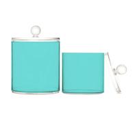 Medium Turquoise Blue Clear Plastic Candy Organizer Storage with lid Pantry Essentials Decorative Small Storage Bins for Floss Picks,Paper Clips,2 Pack