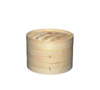 Medium Two Tier Bamboo Steamer and Lid World of Flavours Brown One Size
