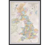 Medium UK Classic Wall Map (Pinboard & wood frame - Black)