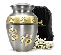 Medium Urns for Pet Ashes - Pet Cremation Urn for Dogs & Cats - Honor Your Loved Furry Friend with Pet Ashes Urn - Pet Memorial Urn for Dogs & Cats - Paw Print Urn for Pets (Silver, Medium)