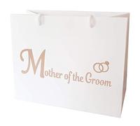 Medium Wedding Gift Bags - White and Copper Gold Gift Bag with Rope Handles and Tissue Paper - Favours (Mother of The Groom)