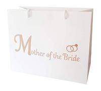 Medium Wedding Gift Bags - White and Copper Gold Gift Bag with Rope Handles and Tissue Paper - Favours (Mother of The Bride)