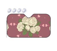 Medium White Rose of Love Print Car Windshield Sunshade - Foldable Reflective Sun Shade Blocks UV Rays, for Auto Truck SUV