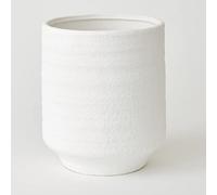 Medium White Terracotta Vase - Modern Vase for Fresh or Artificial Flower Stem Bouquet Arrangements - Indoor Home Table Windowsill Sideboard Centrepiece Decor, Measures H21.5 x 18.5cm Diameter